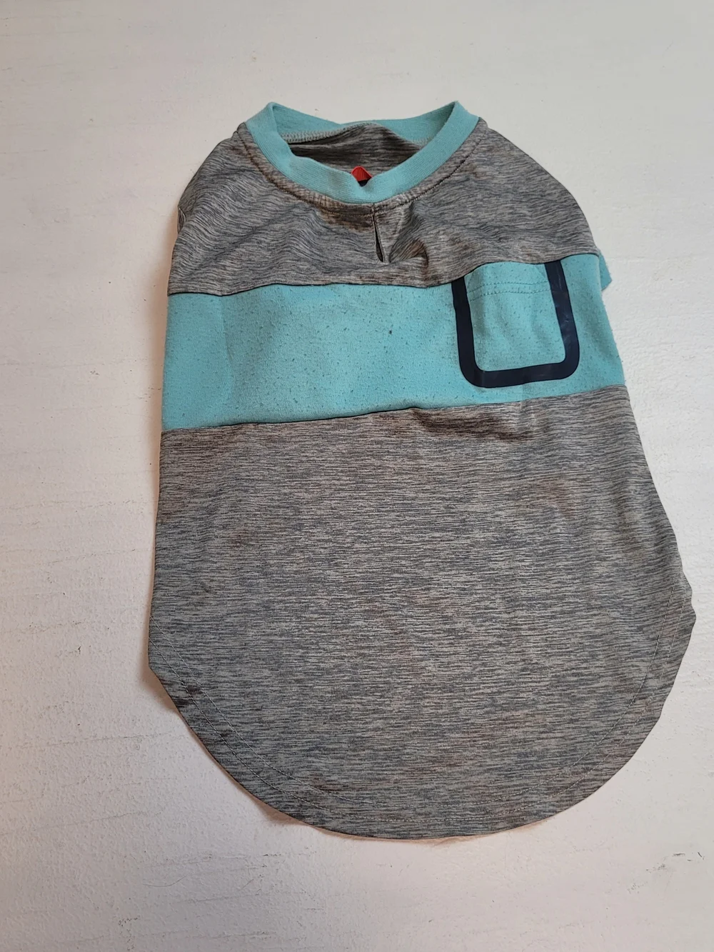 Striped Grey & Aqua Pet Tee